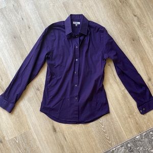 Dark purple fitted mens button-down shirt